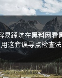 新手最容易踩坑在黑料网看黑料前先用这套误导点检查法