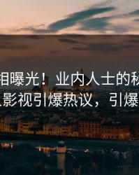 今日真相曝光！业内人士的秘闻事件在人人影视引爆热议，引爆社交圈