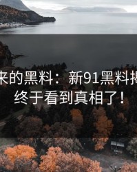 被顶上来的黑料：新91黑料揭秘，你终于看到真相了！